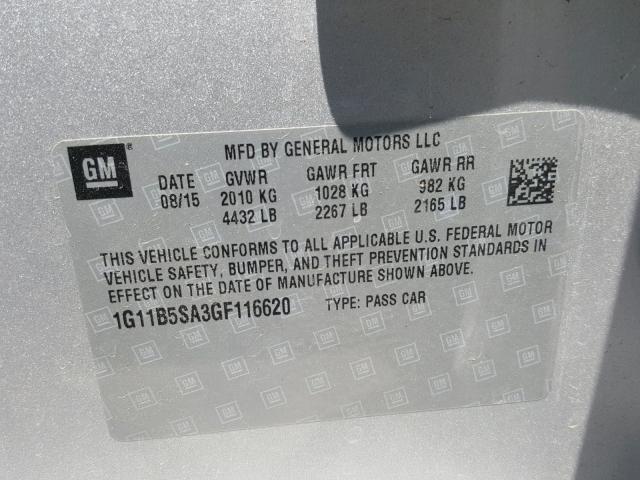 1G11B5SA3GF116620 - 2016 CHEVROLET MALIBU LIM 银色 照片 10