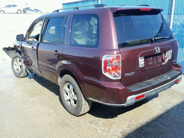 5FNYF18718B048399 - 2008 HONDA PILOT BURGUNDY photo 3