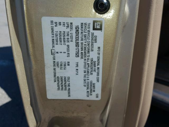 1GNDV33L86D177625 - 2006 CHEVROLET UPLANDER L 棕色 照片 10