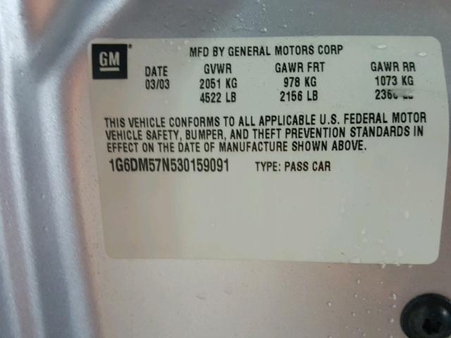 1G6DM57N530159091 - 2003 CADILLAC CTS GRAY photo 10