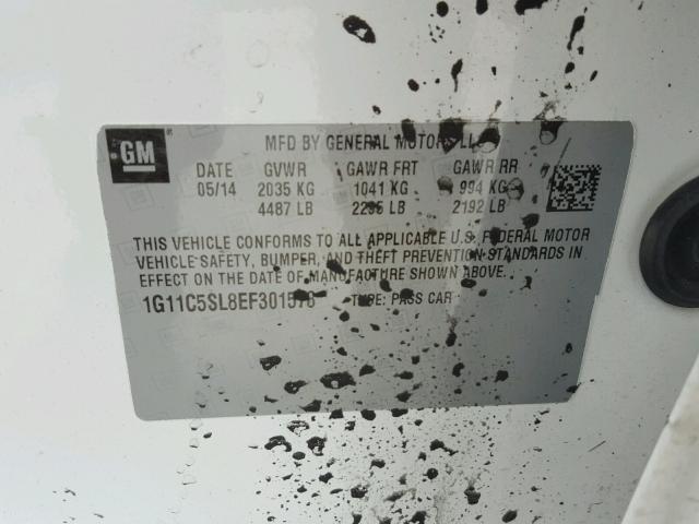 1G11C5SL8EF301578 - 2014 CHEVROLET MALIBU 1LT WHITE photo 10