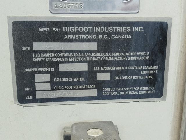 2B9C106B5TS007359 - 1995 BIGF CAMPER WHITE photo 10