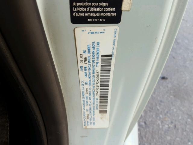 3VWCK21Y73M326187 - 2003 VOLKSWAGEN NEW BEETLE 青绿色 照片 10