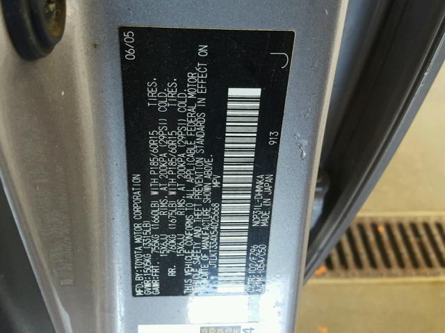 JTLKT334X54025668 - 2005 TOYOTA SCION XB Silber Foto 10