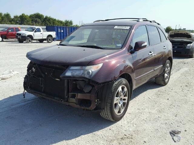 2HNYD28457H540616 - 2007 ACURA MDX TECHNO MAROON photo 2