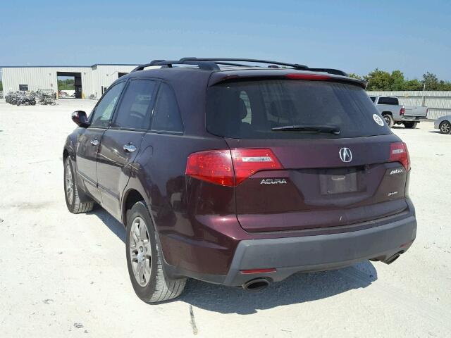 2HNYD28457H540616 - 2007 ACURA MDX TECHNO MAROON photo 3