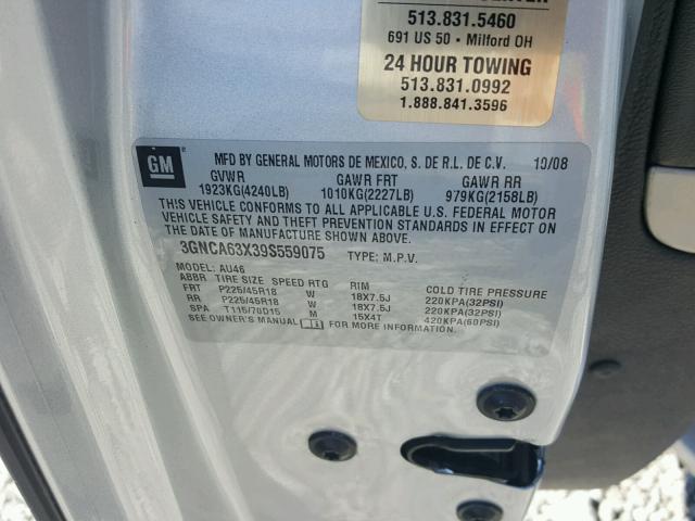 3GNCA63X39S559075 - 2009 CHEVROLET HHR SS 银色 照片 10