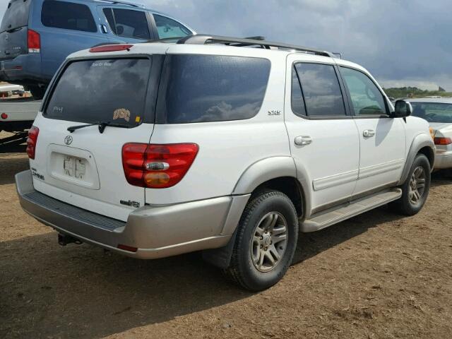 5TDZT34A54S207960 - 2004 TOYOTA SEQUOIA SR WHITE photo 4