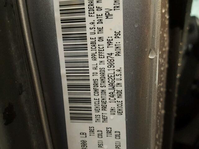 1C4AJWAG2EL190874 - 2014 JEEP WRANGLER S SILVER photo 10