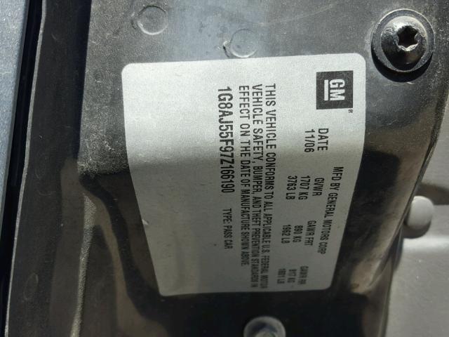 1G8AJ55F97Z166190 - 2007 SATURN ION LEVEL GRAY photo 10