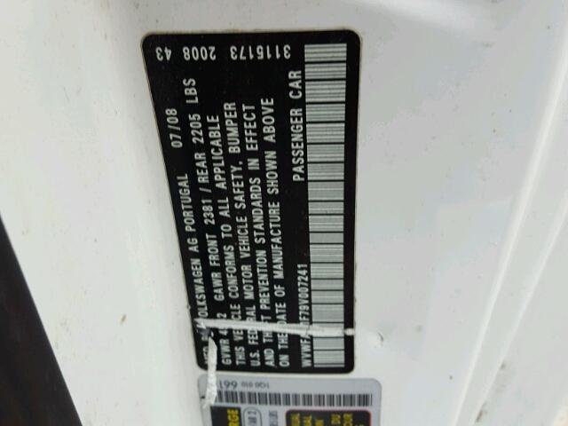 WVWFA71F79V007241 - 2009 VOLKSWAGEN EOS LUX 白色 照片 10