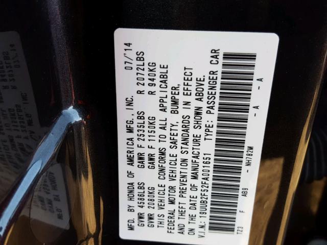 19UUB2F52FA001651 - 2015 ACURA TLX TECH GRAY photo 10