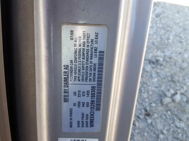 WMEEK31X28K188308 - 2008 SMART FORTWO PAS 白色 照片 10