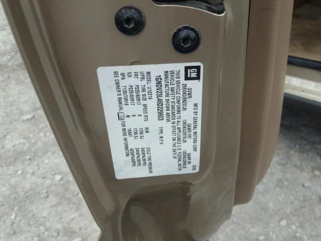 1GNDV23L46D229603 - 2006 CHEVROLET UPLANDER L 金色 照片 10