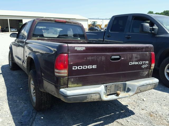 1D7GL12K14S576755 - 2004 DODGE DAKOTA SXT MAROON photo 3