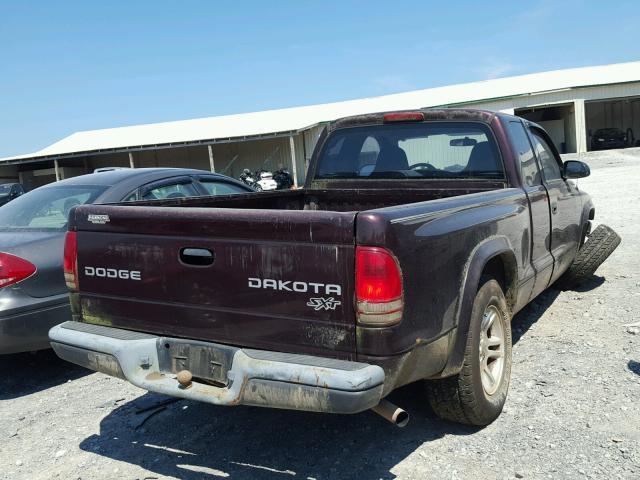 1D7GL12K14S576755 - 2004 DODGE DAKOTA SXT MAROON photo 4