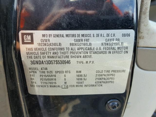 3GNDA13D57S530946 - 2007 CHEVROLET HHR LS Negro foto 10