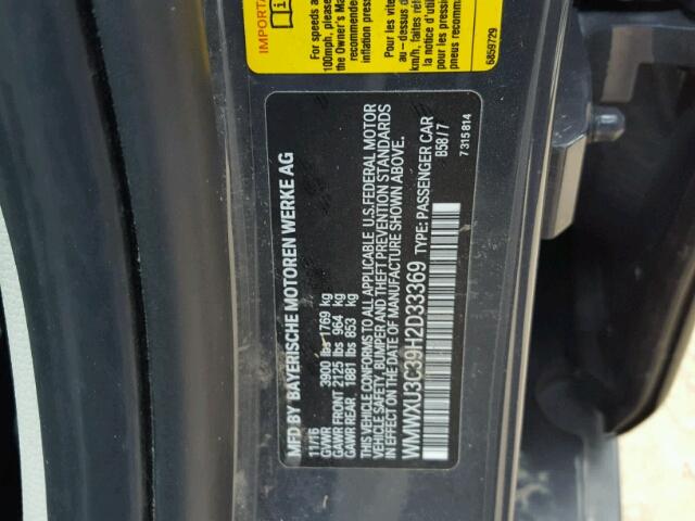 WMWXU3C39H2D33369 - 2017 MINI COOPER S BLUE photo 10