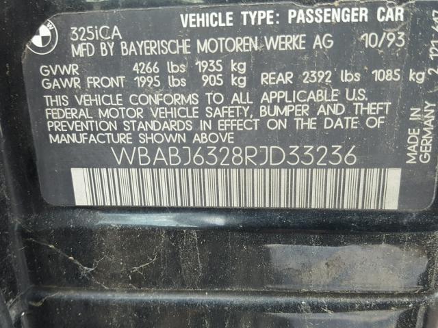 WBABJ6328RJD33236 - 1994 BMW 325 IC AUT BLACK photo 10