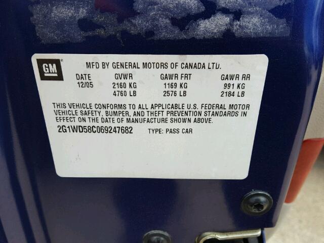 2G1WD58C069247682 - 2006 CHEVROLET IMPALA SUP 蓝色 照片 10