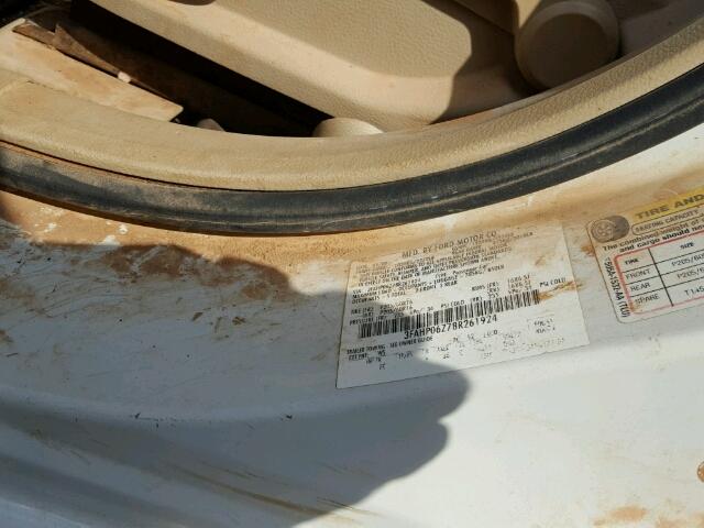 3FAHP06Z78R261924 - 2008 FORD FUSION S WHITE photo 10