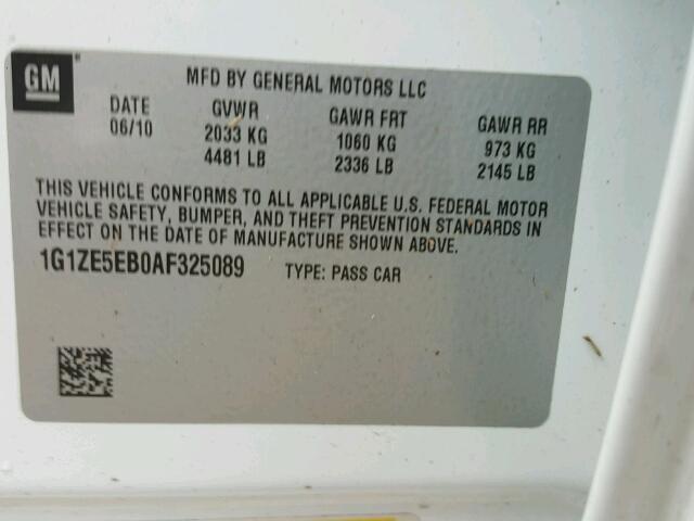 1G1ZE5EB0AF325089 - 2010 CHEVROLET MALIBU LTZ 白色 照片 10