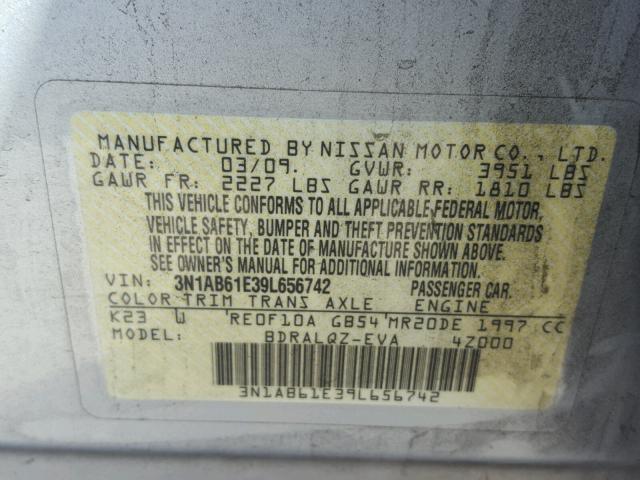 3N1AB61E39L656742 - 2009 NISSAN SENTRA 2.0 SILVER photo 10