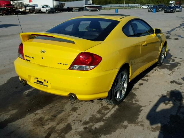 KMHHN65FX5U167112 - 2005 HYUNDAI TIBURON GT YELLOW photo 4