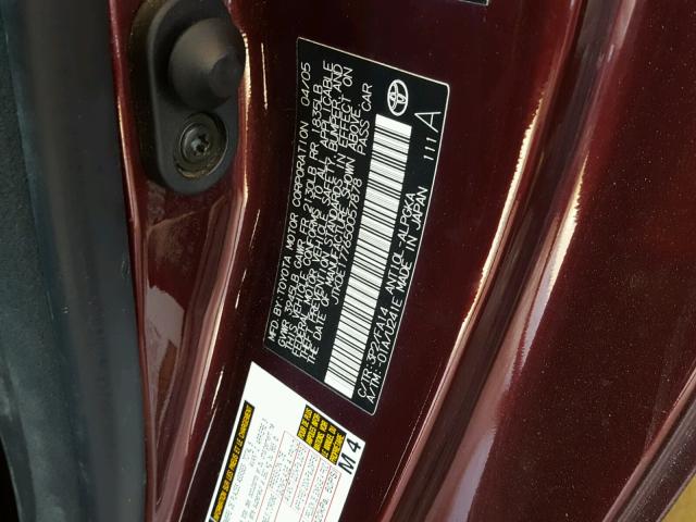 JTKDE177650057878 - 2005 TOYOTA SCION TC BURGUNDY photo 10