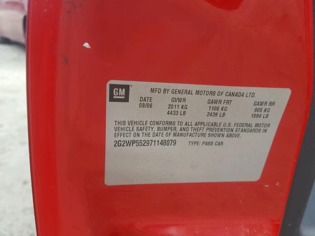 2G2WP552971148079 - 2007 PONTIAC GRAND PRIX RED photo 10