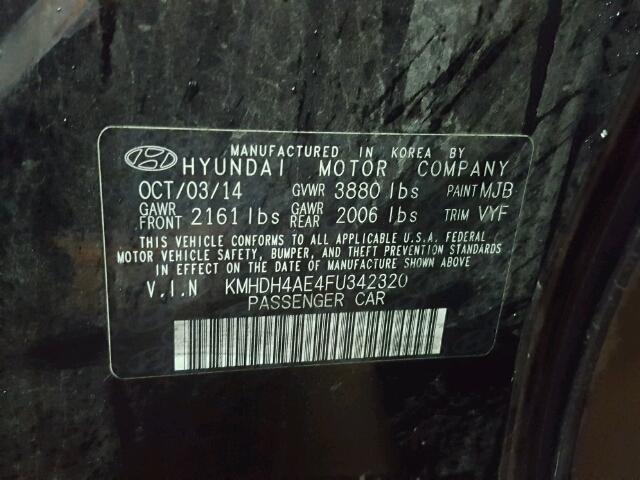 KMHDH4AE4FU342320 - 2015 HYUNDAI ELANTRA SE BLACK photo 10