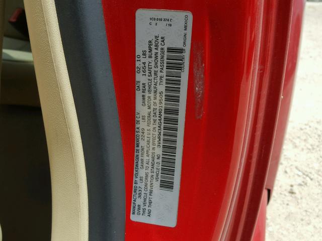 3VWRW3AG4AM019505 - 2010 VOLKSWAGEN NEW BEETLE Qırmızı foto 10