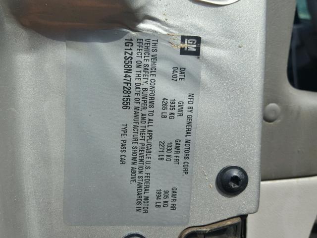 1G1ZS58N47F281556 - 2007 CHEVROLET MALIBU LS 银色 照片 10