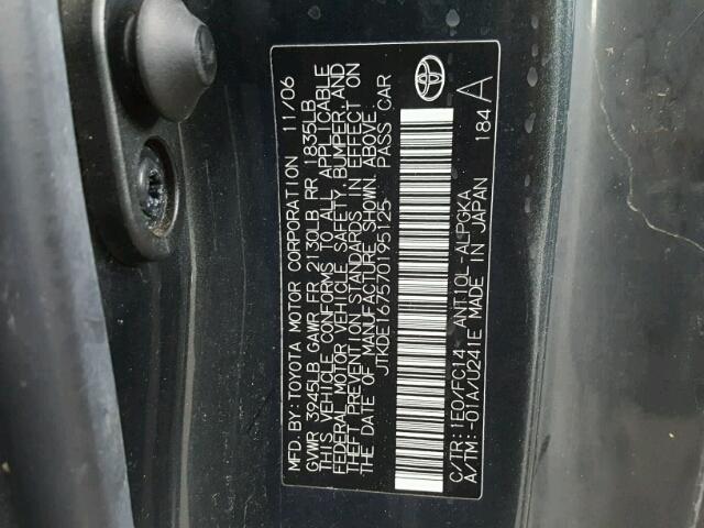 JTKDE167570195125 - 2007 TOYOTA SCION TC 石墨色 照片 10