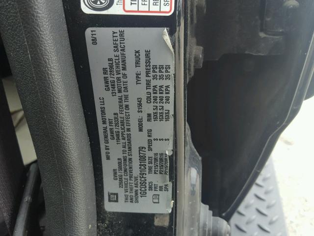 1GCDSCF91C8108779 - 2012 CHEVROLET COLORADO L BLACK photo 10