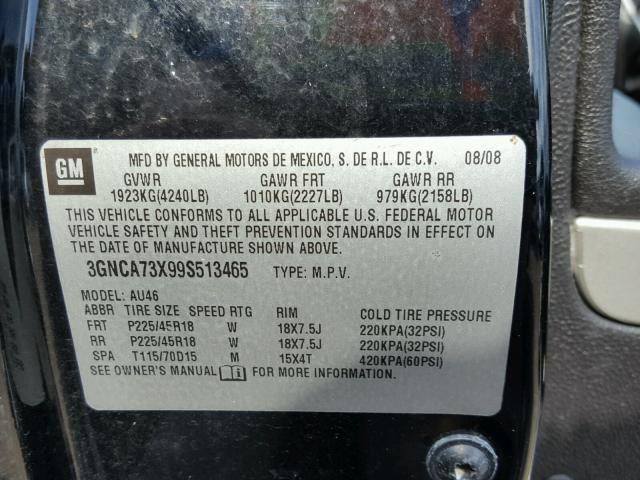 3GNCA73X99S513465 - 2009 CHEVROLET HHR SS 黑色 照片 10
