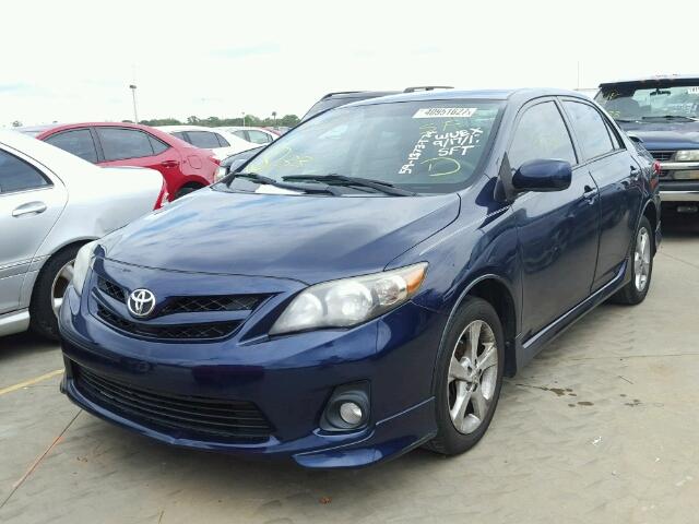 2T1BU4EE1BC637710 - 2011 TOYOTA COROLLA BLUE photo 2