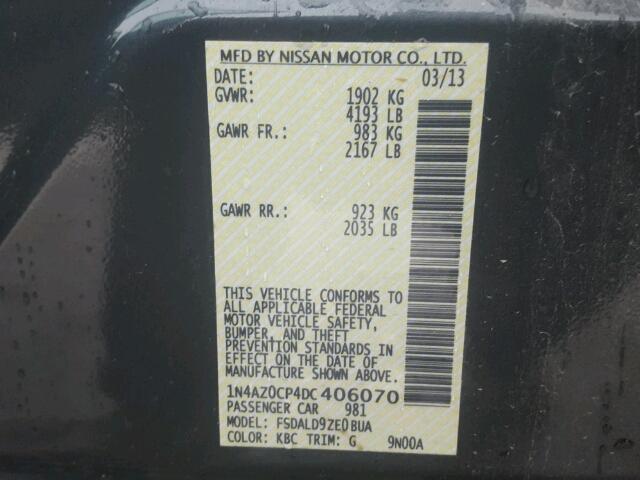 1N4AZ0CP4DC406070 - 2013 NISSAN LEAF S GRAY photo 10