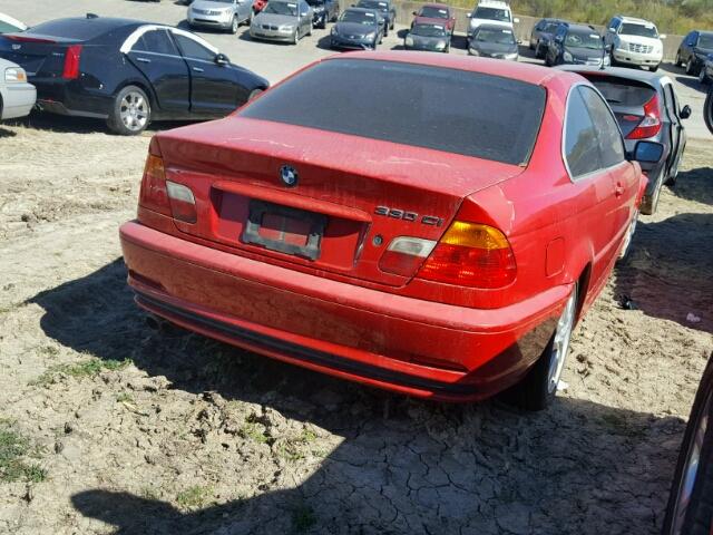 WBABN53432JU39001 - 2002 BMW 330 RED photo 4