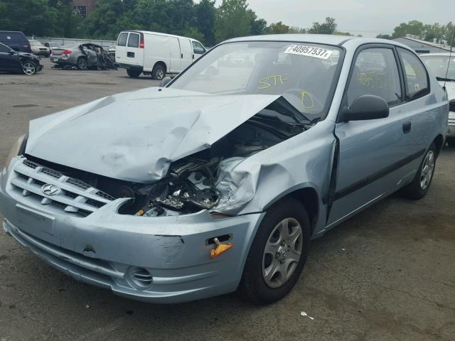 KMHCF35C73U255592 - 2003 HYUNDAI ACCENT L BLUE photo 2