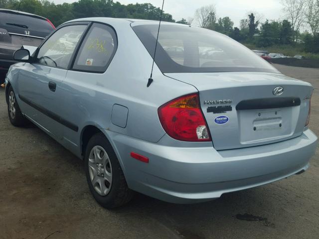 KMHCF35C73U255592 - 2003 HYUNDAI ACCENT L BLUE photo 3