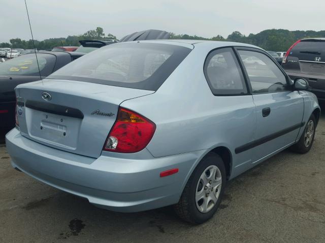 KMHCF35C73U255592 - 2003 HYUNDAI ACCENT L BLUE photo 4