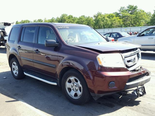 5FNYF4H21AB002373 - 2010 HONDA PILOT LX BURGUNDY photo 1