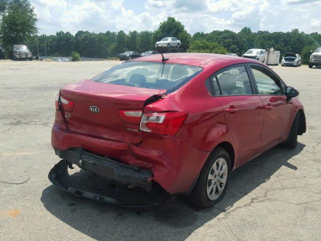 KNADN4A39D6297353 - 2013 KIA RIO EX RED photo 4