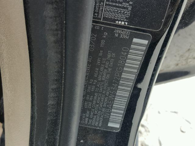 WBAEW53472PG18040 - 2002 BMW 330 XI BLACK photo 10