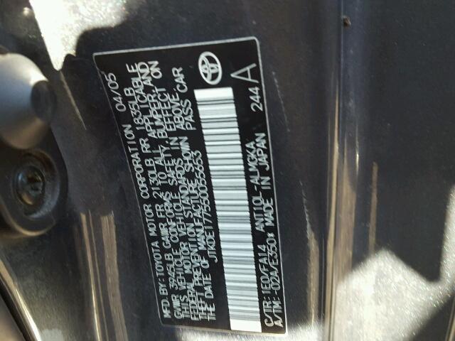 JTKDE177550055653 - 2005 TOYOTA SCION TC ნაცრისფერი ფოტო 10