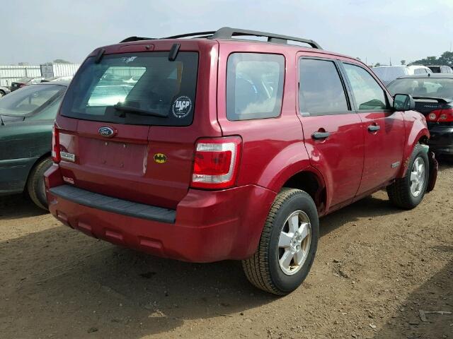 1FMCU02Z88KA56308 - 2008 FORD ESCAPE XLS RED photo 4