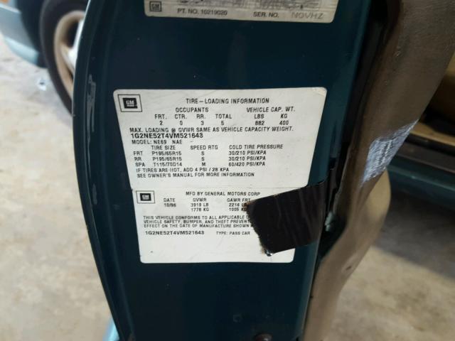 1G2NE52T4VM521643 - 1997 PONTIAC GRAND AM S Yaşıl foto 10