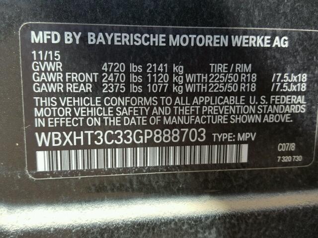 WBXHT3C33GP888703 - 2016 BMW X1 XDRIVE2 Braun Foto 10