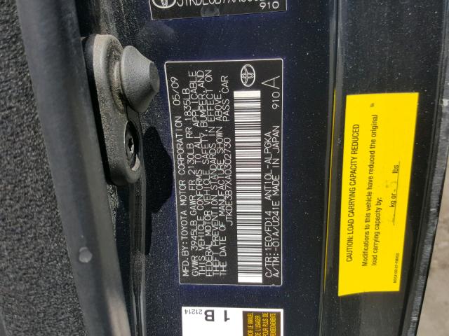 JTKDE3B7XA0302730 - 2010 TOYOTA SCION TC 灰色 照片 10